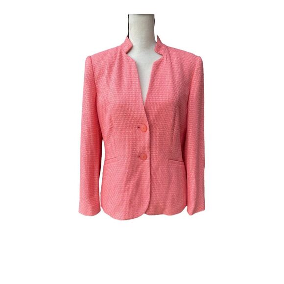 Talbots Women's Jacket Blazer Size 8 Salmon Pink Tweed‎ 2-Button Pockets - Picture 1 of 4